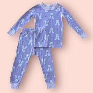 Hanna Andersson Toddler Girls Bunny Pajamas Size 3T Easter PJ Set purple